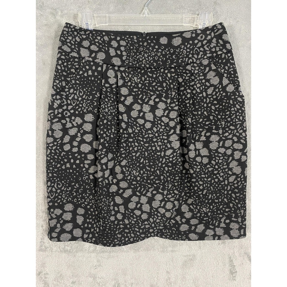 New Directions Skirt Womens 2P Black Leopard Knit Wrap Pockets Stretch Punk Rock